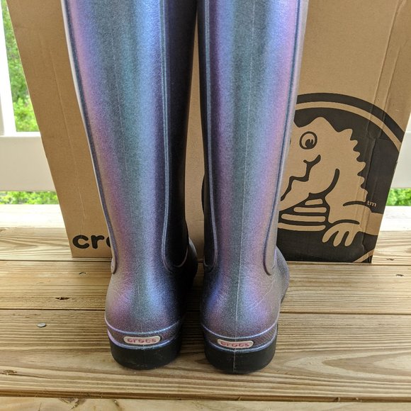 Crocs Metallic Purple Blue Rain Boots - Picture 4 of 7